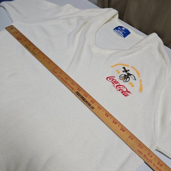 Vintage Champion Coca Cola Sweater Mens XL Cream USA Made Shrinners Football‎ - Picture 8 of 11